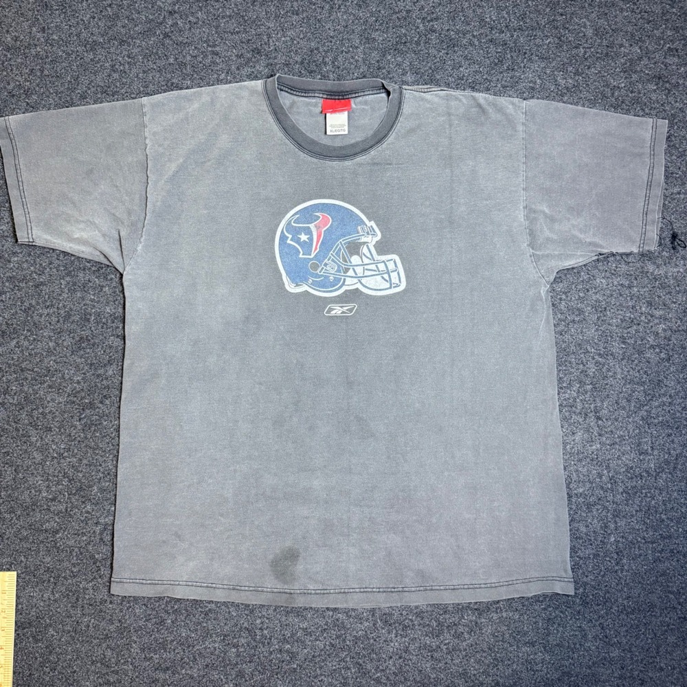 Vintage Reebok Houston Texans T-Shirt Mens XL Grey Faded NFL Graphic Tee